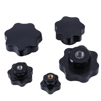 

M5/6/8/10/12 Black Plastic Thread Star Shaped Head Clamping Nuts Knob 5 Sizes
