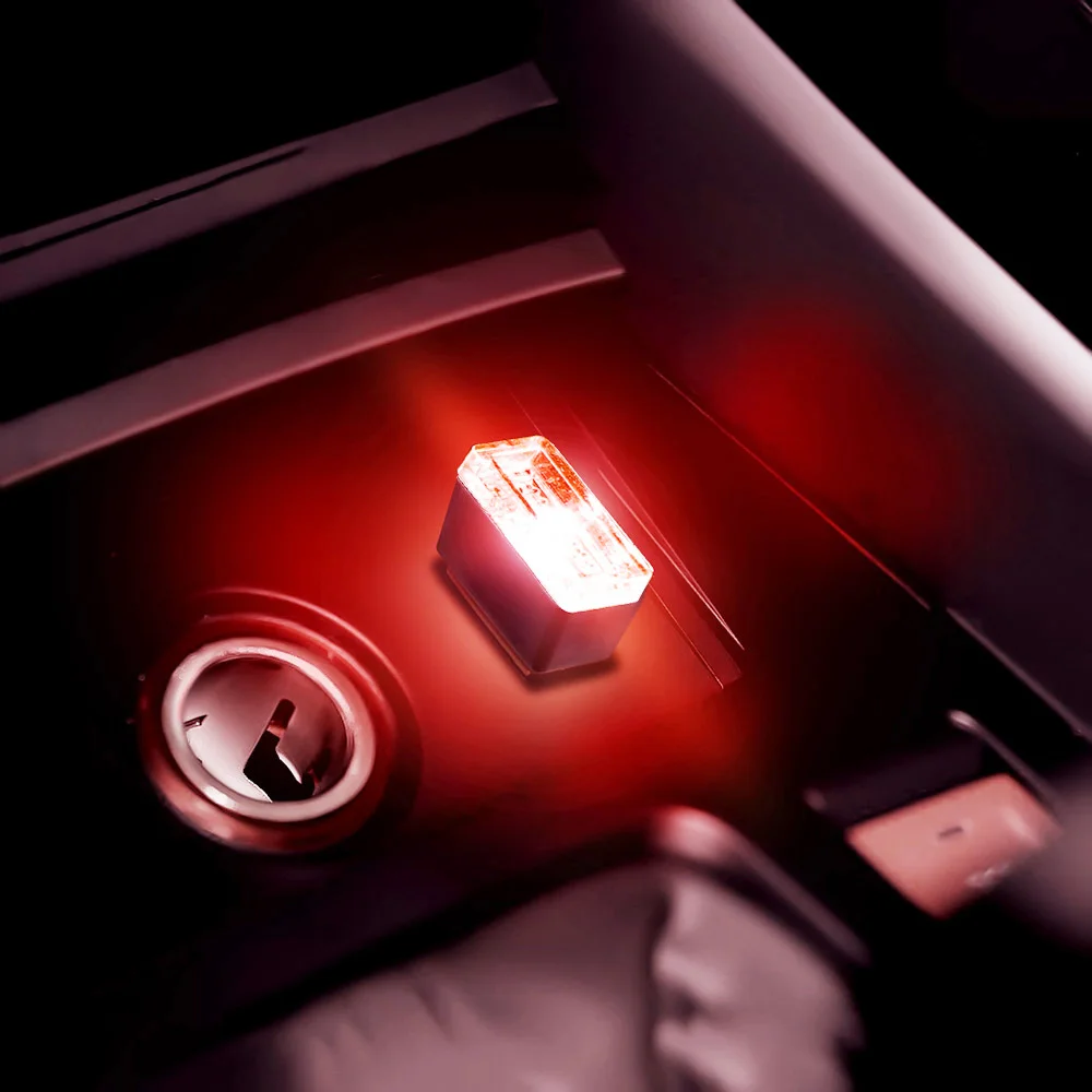 Автомобильный USB светодиодный светильник s декоративная лампа аварийный светильник ing Универсальный PC Plug and Play красный/синий/белый авто интерьерный светильник