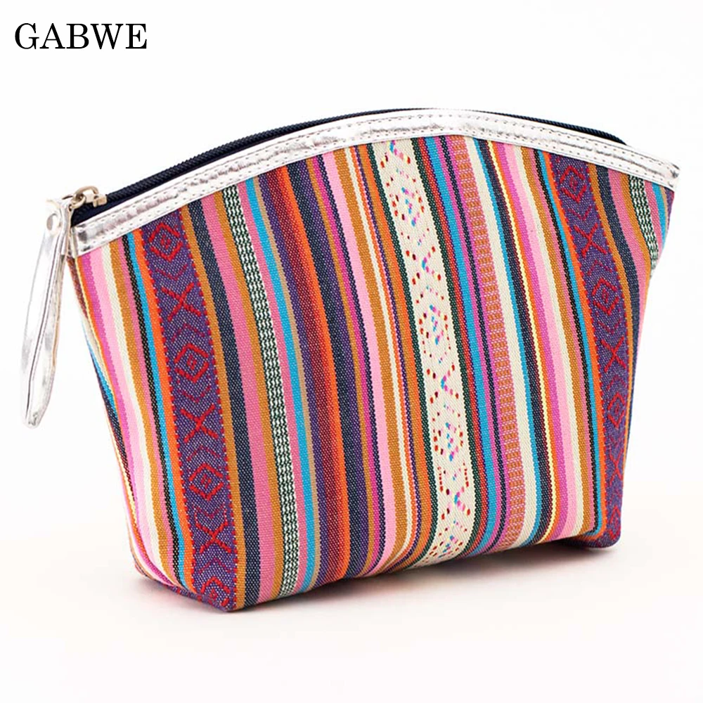 GABWE Female Vintage Cosmetic Bag Cotton Portable Retro Makeup Bag