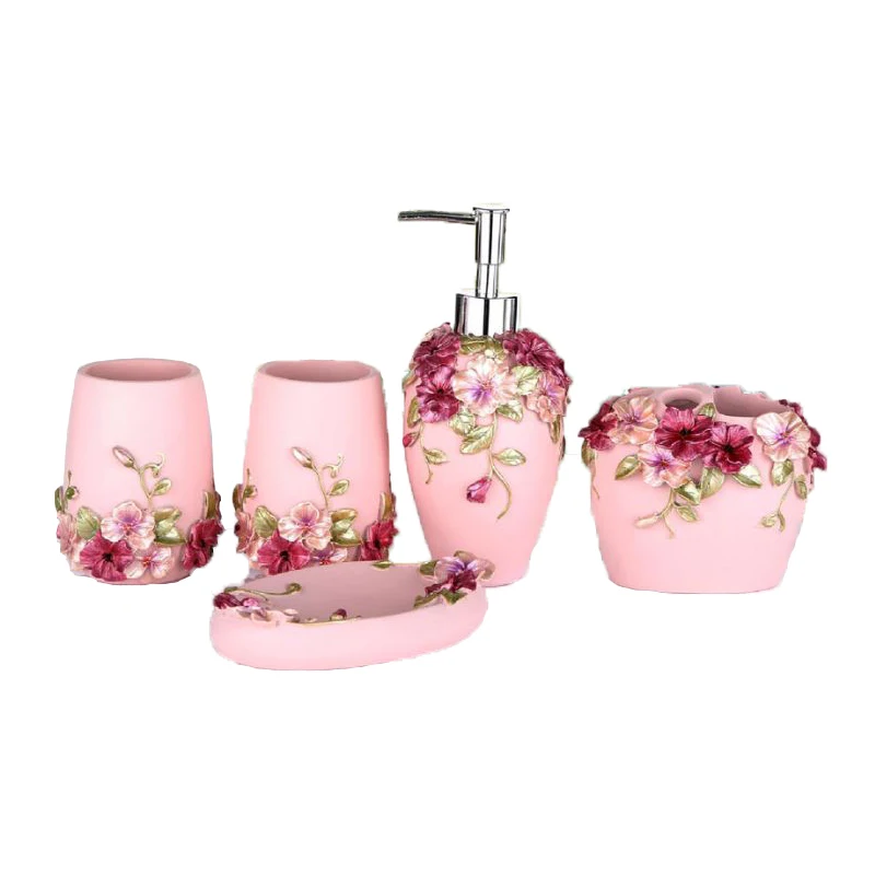 Big Apple Ceramic 4 PC BATHROOM SET Cup Soap Dish Dispenser Toothbrush Holder