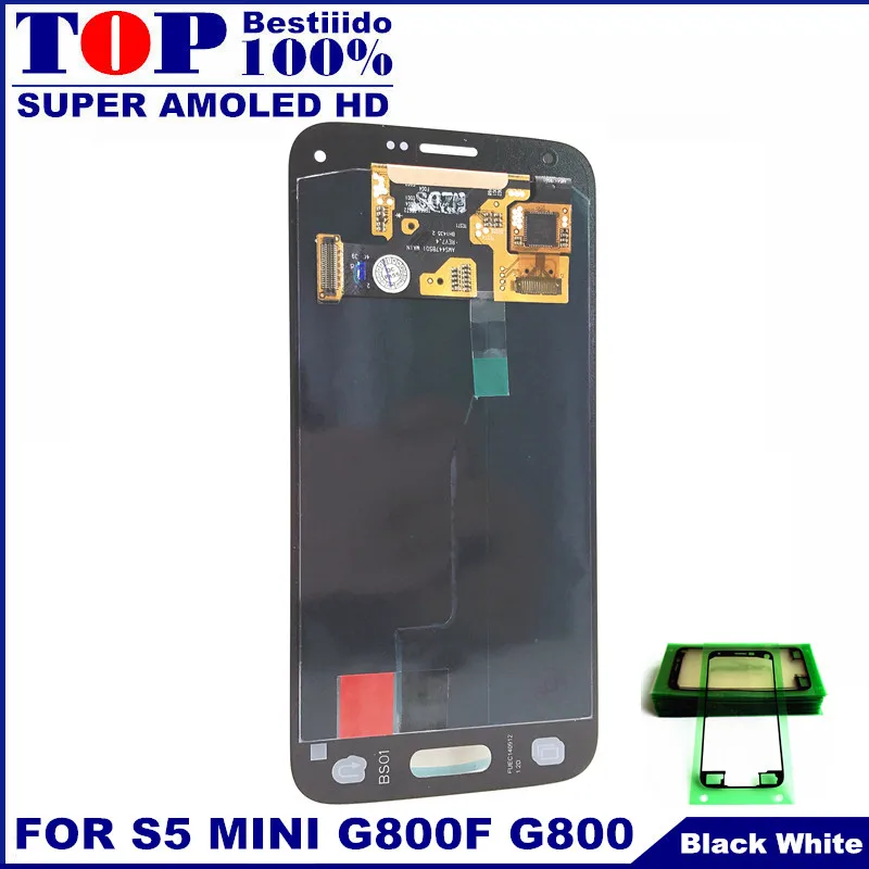 

Replacement LCDs For Samsung Galaxy S5 Mini G800 G800F G800H Super AMOLED LCD Display Touch Digitizer Screen Assembly Sticker