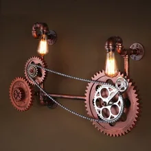 Loft Style Iron Water Pipe Lamp Edison Wall Sconce Retro Axle Gear Wall Light Fixtures For Home Vintage Industrial Lighting Loft Style Iron Water Pipe Lamp Edison Wall Sconce Retro Axle Gear Wall Light Fixtures For Home Vintage Industrial Lighting
