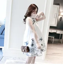 Summer Pregnant Women Dresses Clothes for Sleeveless Maternity Dresses Vestidos Pregnancy Clothing Plus Size Photography Props plus size pink maternity dresses autumn winter thicken maternity clothes dress for pregnant women cute women party clothing