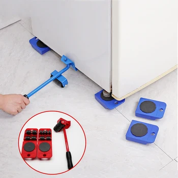 

Furniture Mover Tool Set Furniture Transport Lifter Heavy Stuffs Moving Tool 4 Wheeled Mover Roller+1 Wheel Bar Hand Tools Set