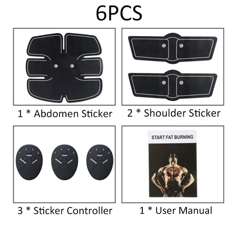 Умный EMS, Электрический Импульсный фитнес-массажер, тренажер для мышц живота, беспроводной стимулятор мышц, интенсивный тренажер-подарок - Цвет: 6 PCS