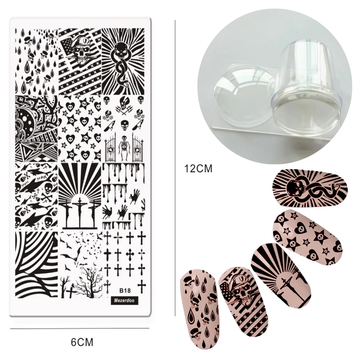 Лак для принта ногтей набор симпатичная панда собака стальная штамповка для ногтей пластины+ большой прозрачный желе штамп-инструмент для дизайна ногтей СКРЕБОК НАБОР - Цвет: Синий