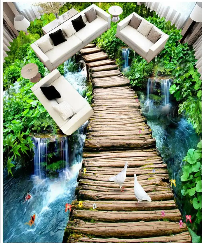 Custom photo floor wallpaper fish 3d Custom Photo self adhesive 3D