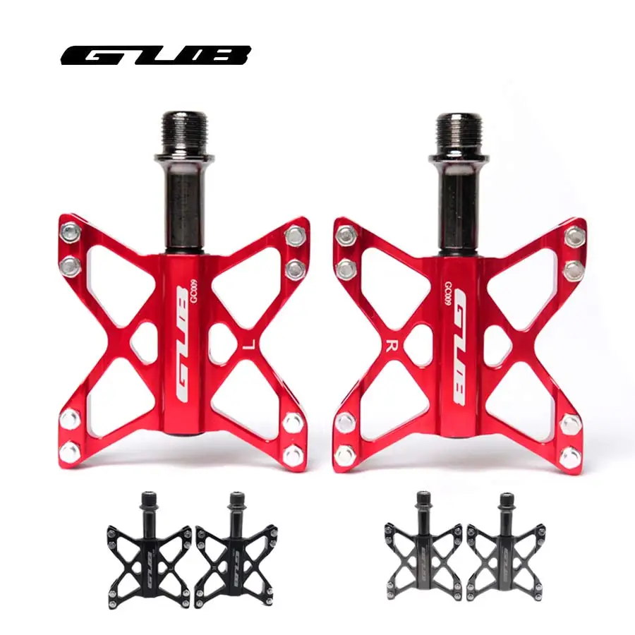 buy New GUB Three Bearings BMX Bicycle Pedals Ultralight MTB Mountain Road Bike Pedals Aluminum Alloy Universal Cycling Accessories