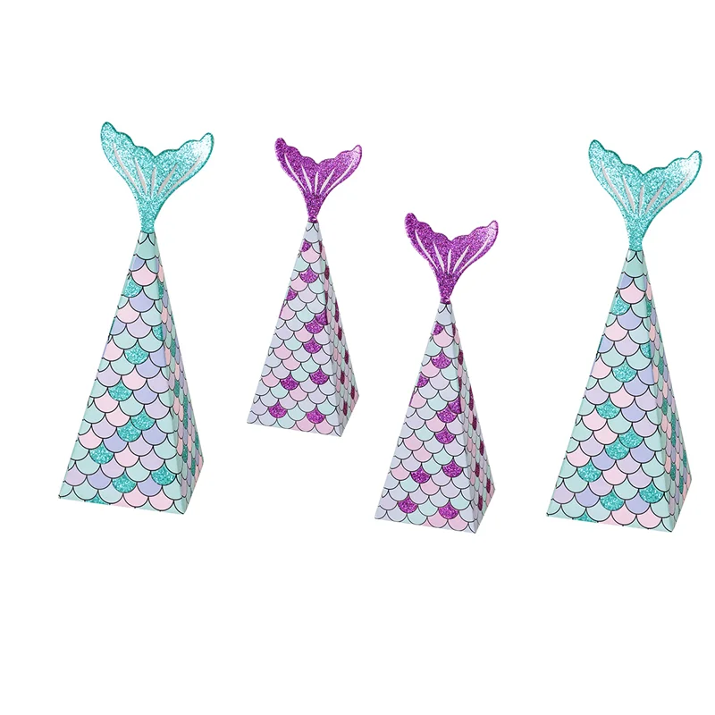 

10Pcs Mermaid Candy Box Paper Mermaid Birthday Party Decoration Candy Bag Candy Box Gift Wedding Party Decoration Baby Shower,Q