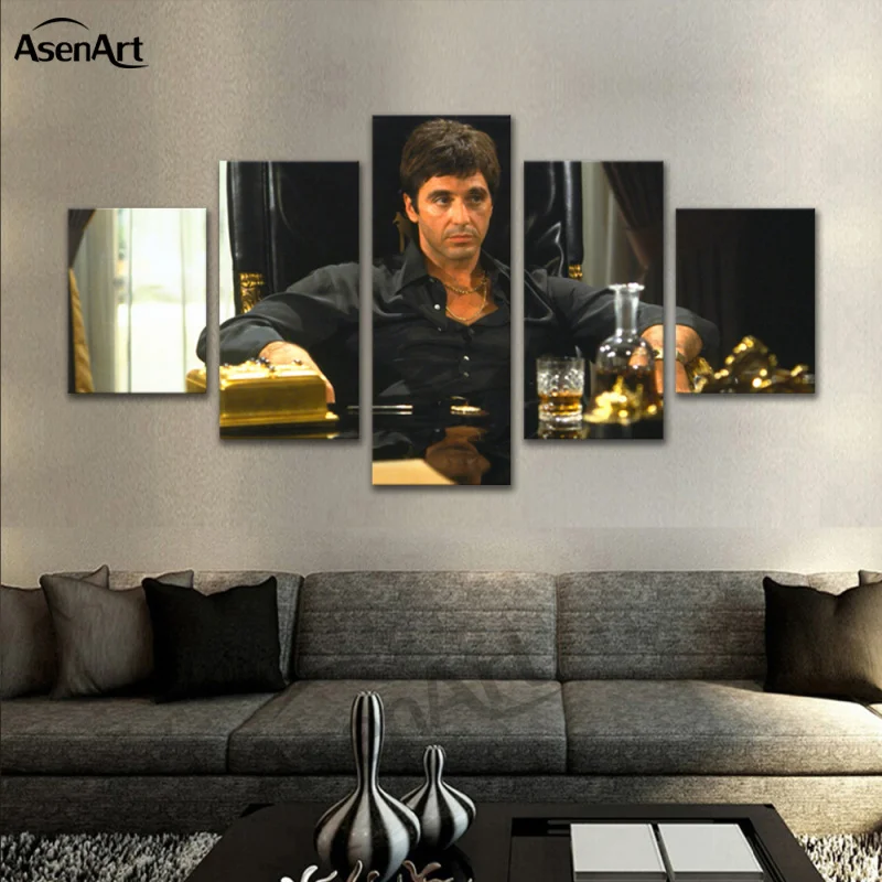 

5 Pieces Art Movie Star Al Pacino Pacino in Tony Montana Scarface Painting Wall Art Canvas Picture Home Decoration Living Room