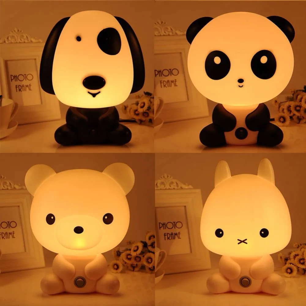 Desk Night Lights Baby Room Panda/Rabbit/Dog/Bear Cartoon Night Light