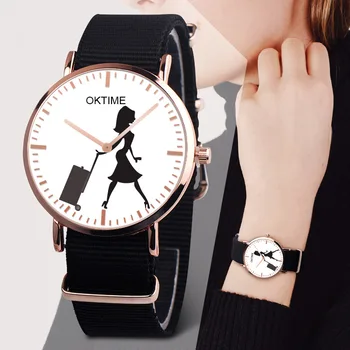 

Fashion men women unisex OKtime Nylon Fabric watch sport thin wrist Canvas quartz dress wrist watches for students kids