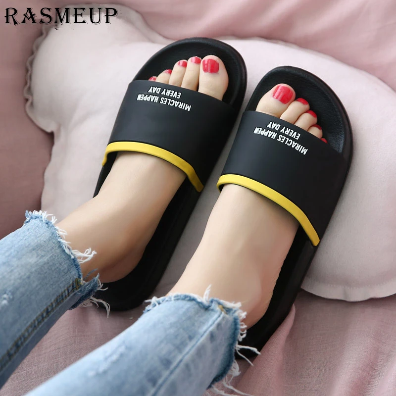 RASMEUP женские плоские сланцы пляжные шлепанцы 2019 Летние повседневные