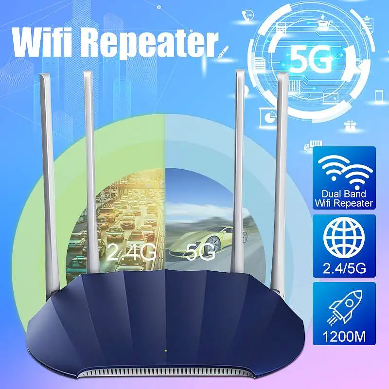 

1200M Gigabit Dual Band 2.4GHz 5GHz High-Power Wireless WIFI Router High Speed Extender Repeater