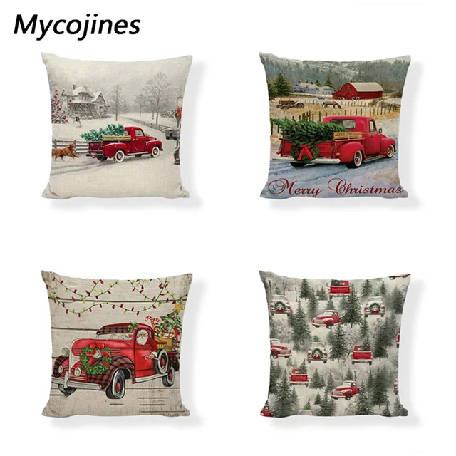 Best Offers Christmas Red Truck Cushion Cover Christmas Tree Decorative Pillowcover Family Living Room Chair New Year Decoration Pillowcase Best Offers Christmas Red Truck Cushion Cover Christmas Tree Decorative Pillowcover Family Living Room Chair New Year Decoration Pillowcase
