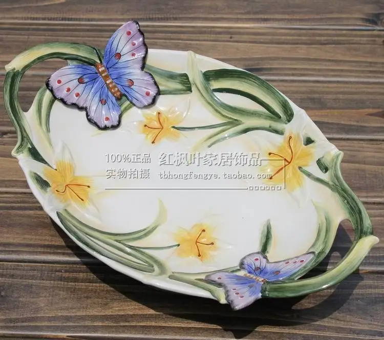 ceramic Creative butterfly fruit Candy Storage dish Dessert Snack font b Salad b font plate home
