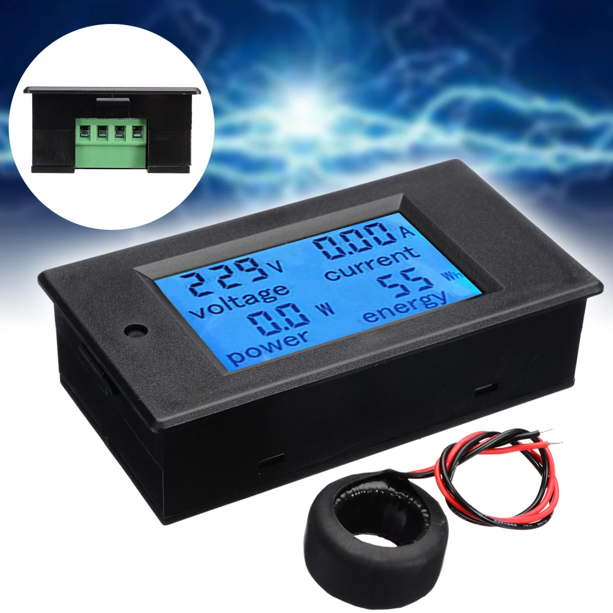 AC 100A Digital LCD Meter Wattmeter Power Voltmeter Amperemeter With Current Transformer For Electrical Instruments