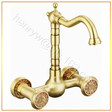 L16388-роскошный настенный золотой Латунный кухонный кран