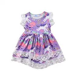Единорог платье для маленьких девочек Одежда для девочек платье принцессы вечерние платье для конкурса От 1 до 6 лет Детское летнее