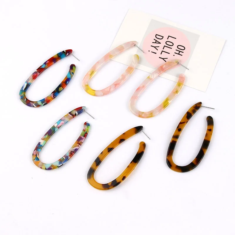 

Personalized Female U Shape Acetate Plate Acrylic Dangle Earrings For Women Fashion Multicolor Leopard Drop Earring Jewelry Gift