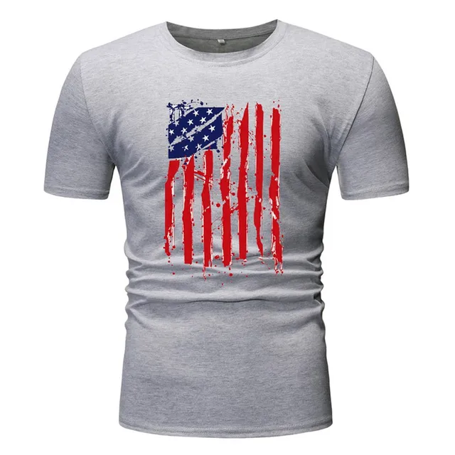 American Flag Printing Mens Stylish tee Shirts Man Boys Casual Short
