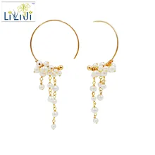 LII Ji AAA пресноводный жемчуг почти круглой формы бусины, 925 стерлингового серебра ручной работы висячие серьги с ниспадающими кисточками