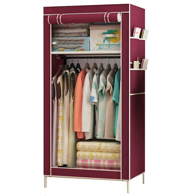 Cheap Non-woven Wardrobe Combination Of The Overall Simple Korean Single Folding Wardrobe Dust-proof Small Storage Cabinet Furniture Cheap Non-woven Wardrobe Combination Of The Overall Simple Korean Single Folding Wardrobe Dust-proof Small Storage Cabinet Furniture