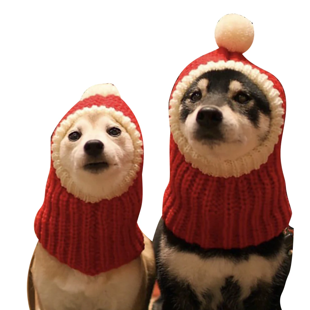 Knitted Pet Hat Warm Comfortable Lovely Dog Hats For Pets Cats Winter Warm Knitting Dog Cap Dog Beanie For Puppies Kittens - Цвет: Красный