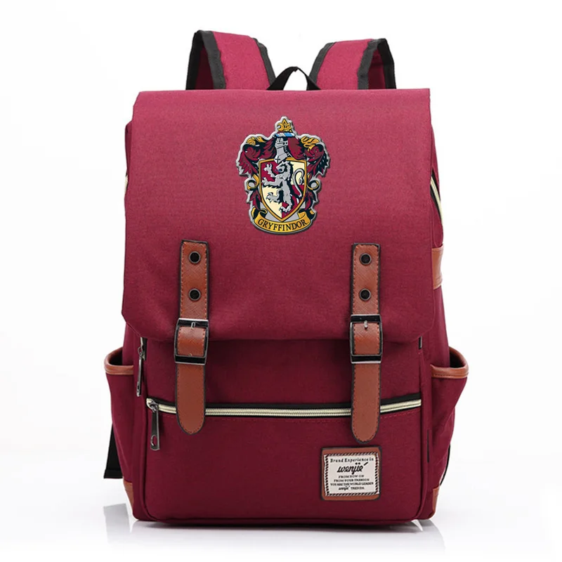 Ravenclaw Slytherin Gryffindor Hufflepuff, школьная сумка для мальчиков и девочек, Подростковый холщовый женский рюкзак, мужской рюкзак - Цвет: 17