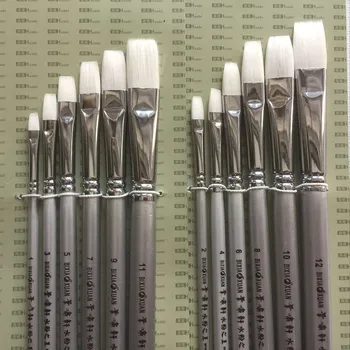 

Free shipping BIXIAOXUN King silver short rod gouache paintbrush watercolor paintbrush and acrylic paintbrush flat brush