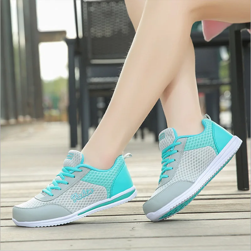 Womens Light Sneakers Lifestyle PU Mesh upper EVA Lightweight lace up Running Shoes woman Soft comfortable neat trainers girl