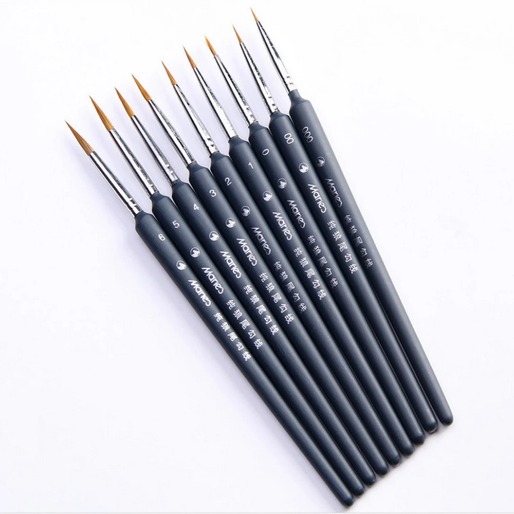 

Practical Water Color Brush Pen 9pcs Artist Weasel Hair Paint Brush Pen for Gouache Watercolor Oil Painting Set