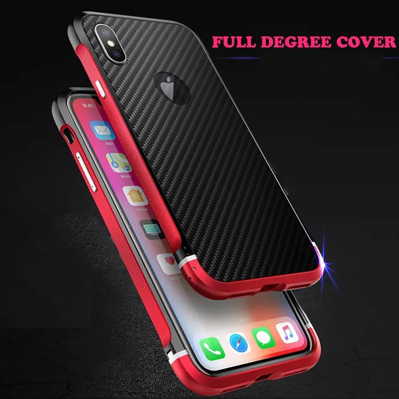 

Luxury Full Degree Cover for iPhone 7 7P 8P metal bumper Carbon fiber PC back cover for iPhone 7 8 Shockproof Case with Lanyard