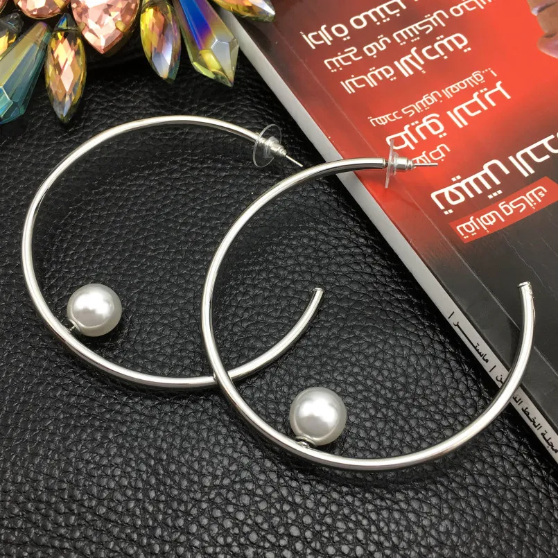 Женские серьги кольца с искусственным жемчугом золотистого цвета|hoop earrings for
