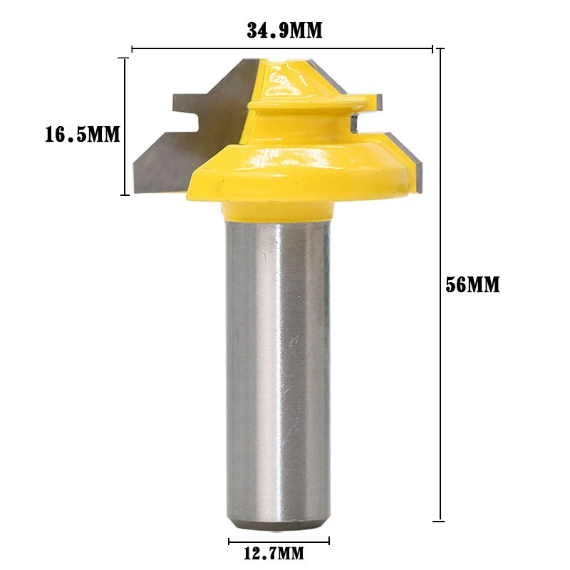 Free shipping 1PC Small Lock Miter Router Bit Anti-kickback 45 Degree 1/2 Inch Stock Shank Tenon Cutter for Woodworking