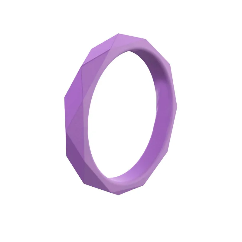 

2019 New Elegant 3mm Thin Rhombus Silicone Ring Non-Toxic Antibacterial Ring Size 4-10 for Women Rubber Finger Wedding Rings