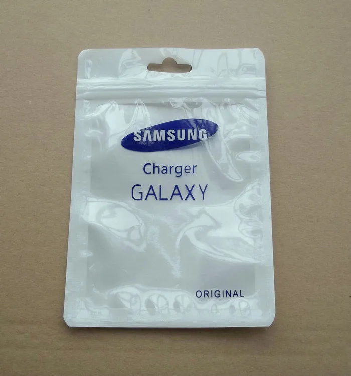 10,5*15 см прозрачный белый пластик для samsung galaxy потребительская упаковка на молнии полипропилен мешок, USB кабель для передачи данных упаковка отверстие для подвешивания сумки