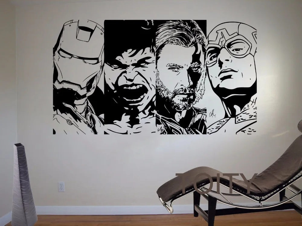 Avengers Wall Sticker Iron Man The Hulk Thor Captain America Vinyl