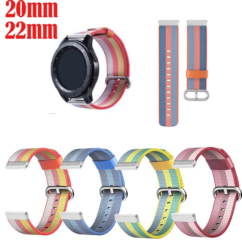 

new 20mm 22mm strap for samsung gear sport s2 s3 s4 Pebble time steel LG watch urbane Ticwatch 1 zenwatch 2/1 woven nylon band
