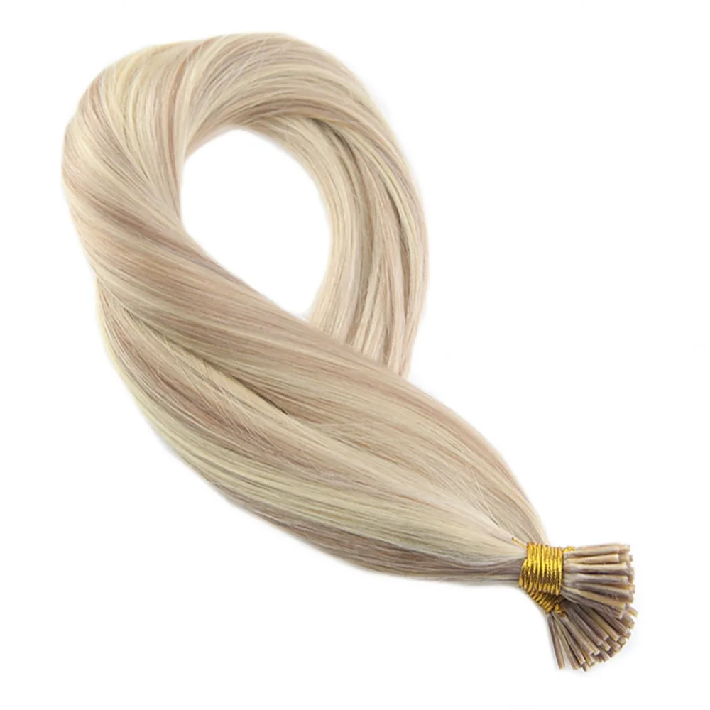 

Moresoo I tip Hair Extensions Highlight Color #613 50G 16-24 Inch Machine Made Remy Human Hair keratin Brazilian Hair
