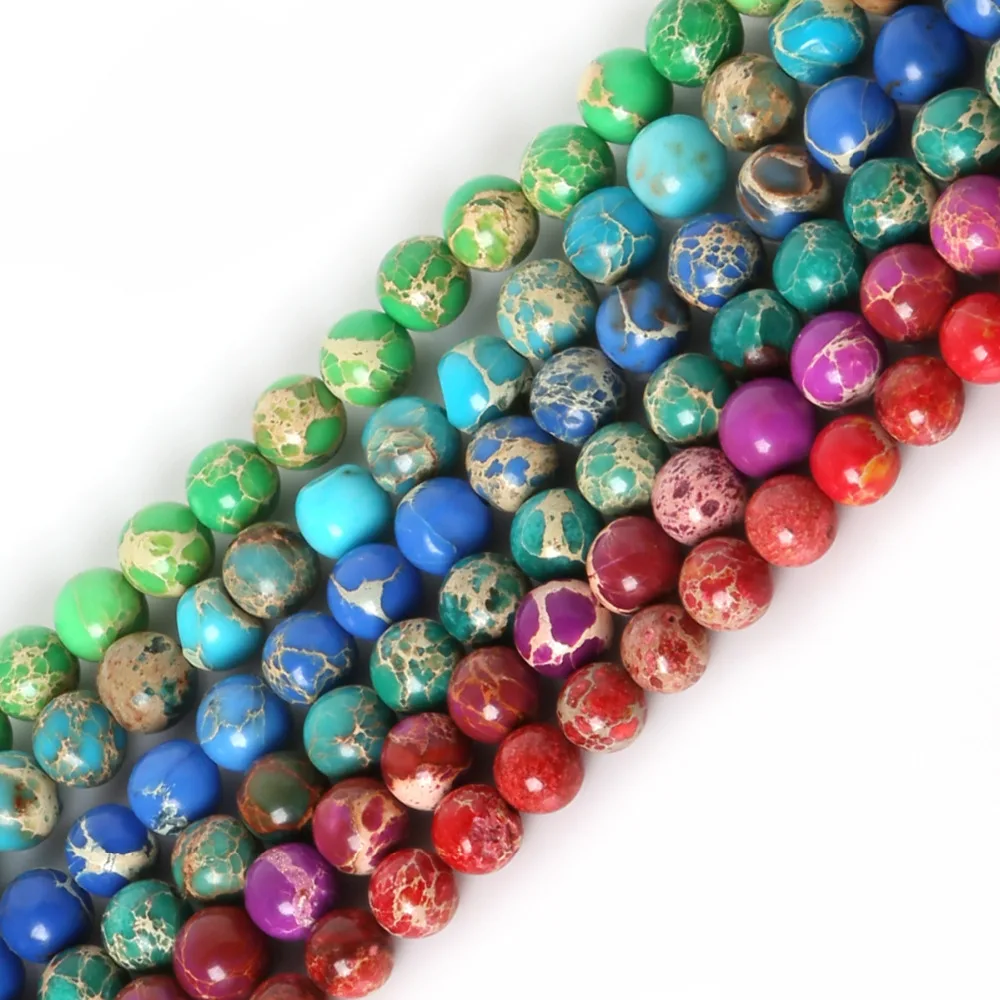 

Wholesale Round Natural Sea Sediment Stone Beads Crystal Agates Beads For Jewelry Making For Beadwork DIY Bracelet 4/6/8/10 mm