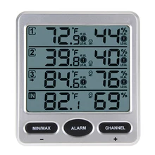 Portbale LCD Digital 433MHz Wireless 8-Channel Indoor/Outdoor Thermo-hygrometer with Three Remote Sensors Thermometer Hygrometer