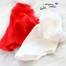 Одежда ручной работы для собак хлопковая майка с кружевными рукавами