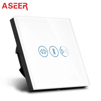 

NEW ARRIVAL,ASEER EU Standard Touch Screen Home Curtains Switch 600W, Luxury White Crystal Glass Panel,110-240V LED Indicator