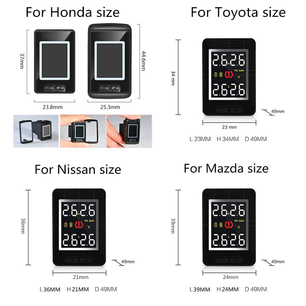 U912 автомобильный TPMS беспроводная система контроля давления в шинах с 4 внутренними или внешними датчиками для Toyota Mazda Nissan Honda