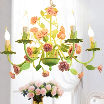 

Modern Floral Chandelier Lamp Green Color Lustre Light Rose Flower Chandelier Light Fixture E14 LED Home Decoration Chandelier