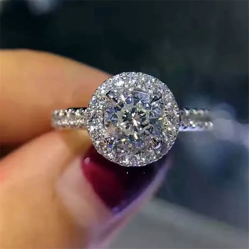 CC 925 Silver Rings For Women Cubic Zirconia Round Stone Bridal Wedding Engagement Ring Fashion Jewelry Drop Shipping CC583