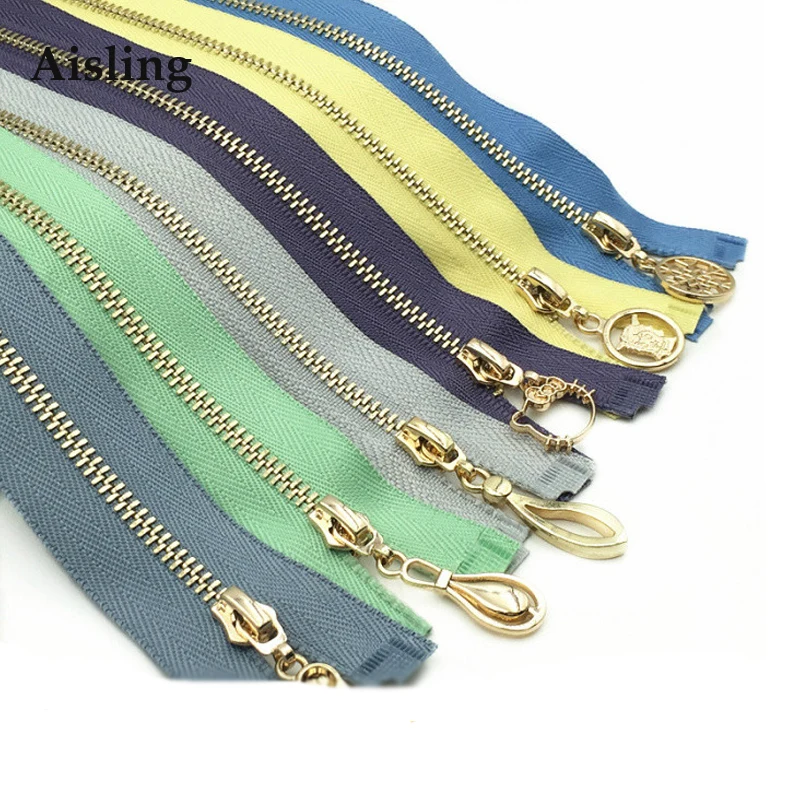 Aisling High Grade 60cm Light Gold Teeth Metal Zipper Top Quality Open