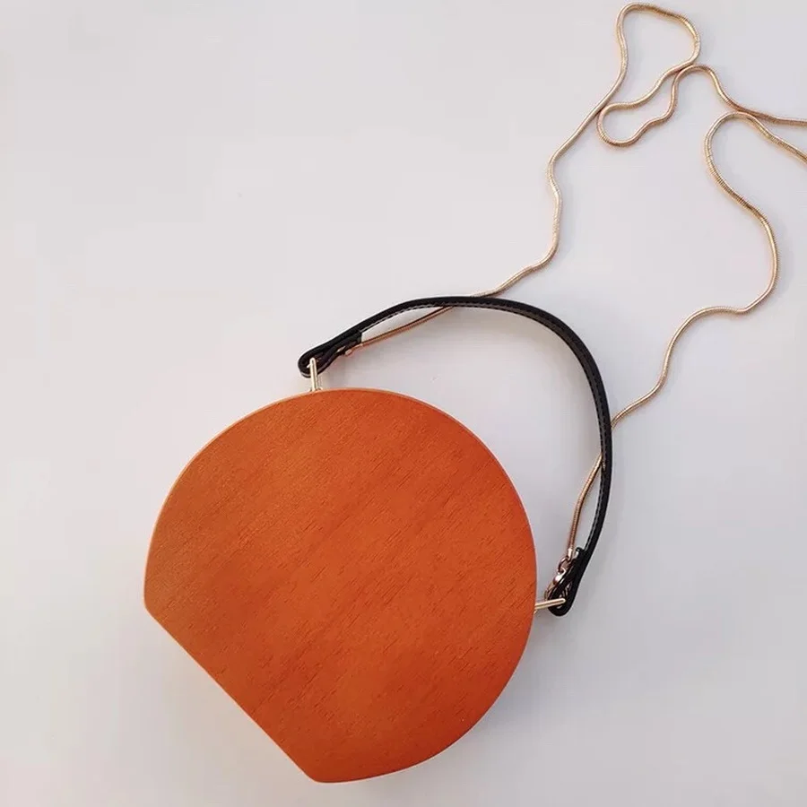 

Retro Wooden Round Bags Women Handbags Designer Small Chains Messenger Bags Ladies Luxury Shoulder Crossbody Bag Clutch Purses