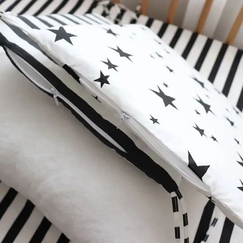 Baby Bedding Set Nordic Striped Star Crib Bedding Set With Bumper